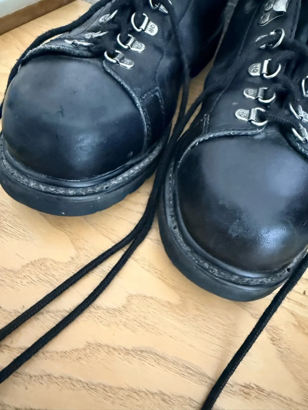 Harley-Davidson Black Leather Moto Lace-Up Boots